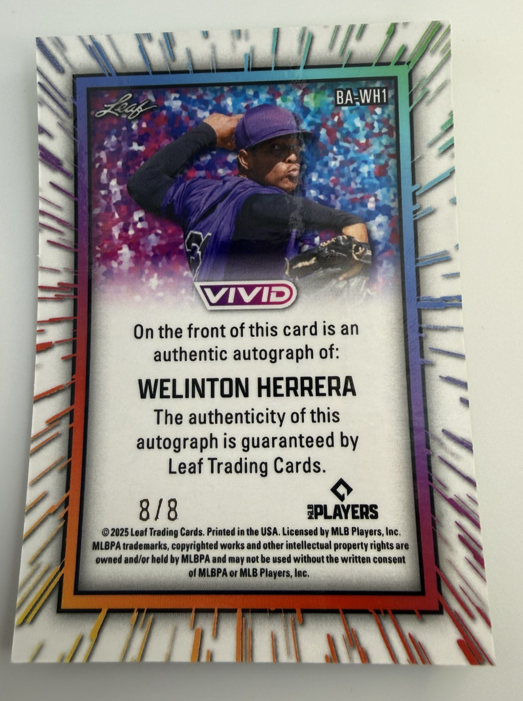 Wellington Herrera Leaf Vivid Green 8/8 # Autographed 8/8