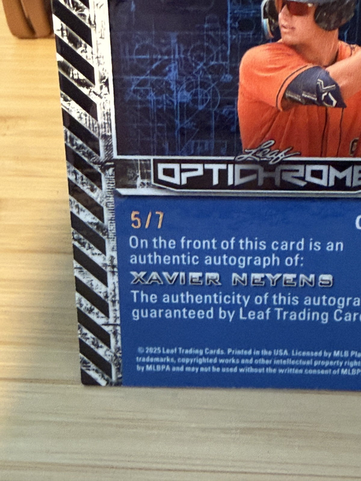 2025 Leaf Optichrome Xavier Neyens Houston Astros MLB 97 Rank #OA-XN1 Auto 5/7