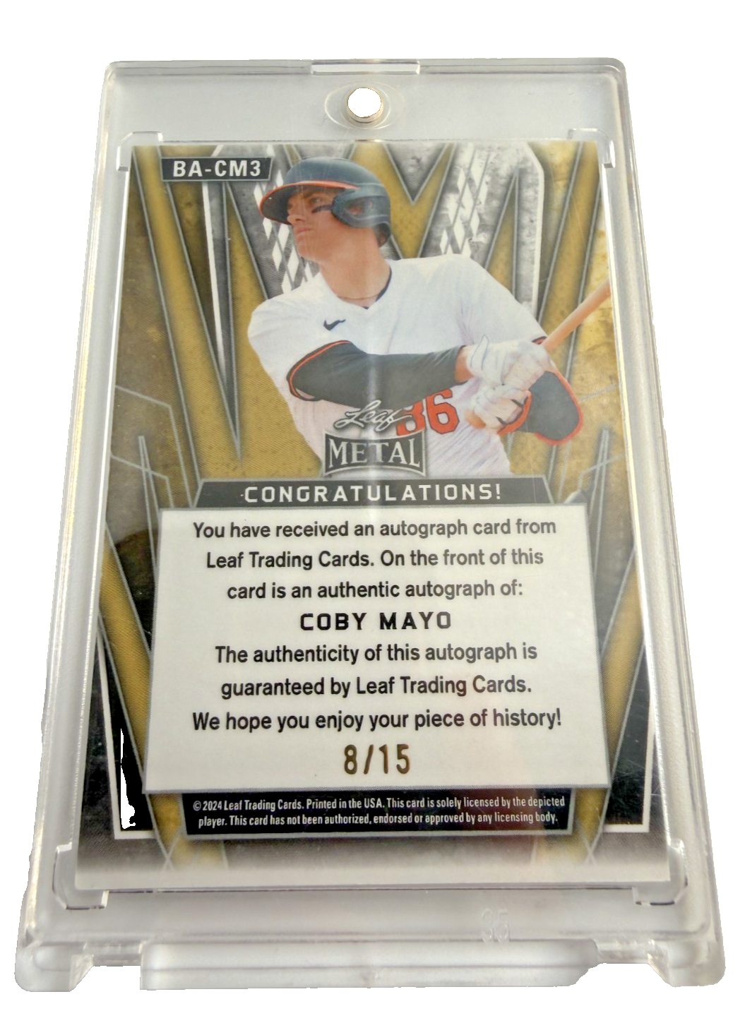 2024 Leaf Metal - Coby Mayo Autographs #BA-CM3 8/15