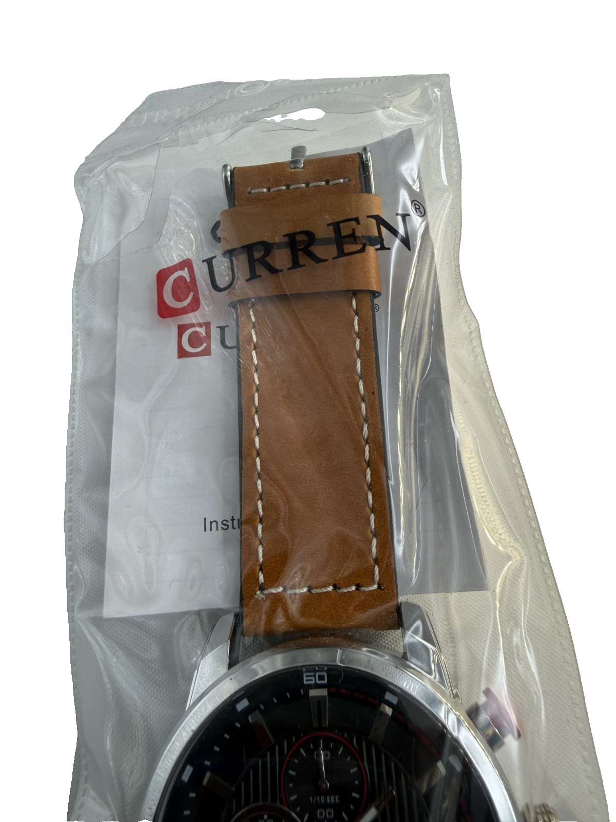Curren Chronograph Mens Watch Water Proof Leasure Style Brown Leather