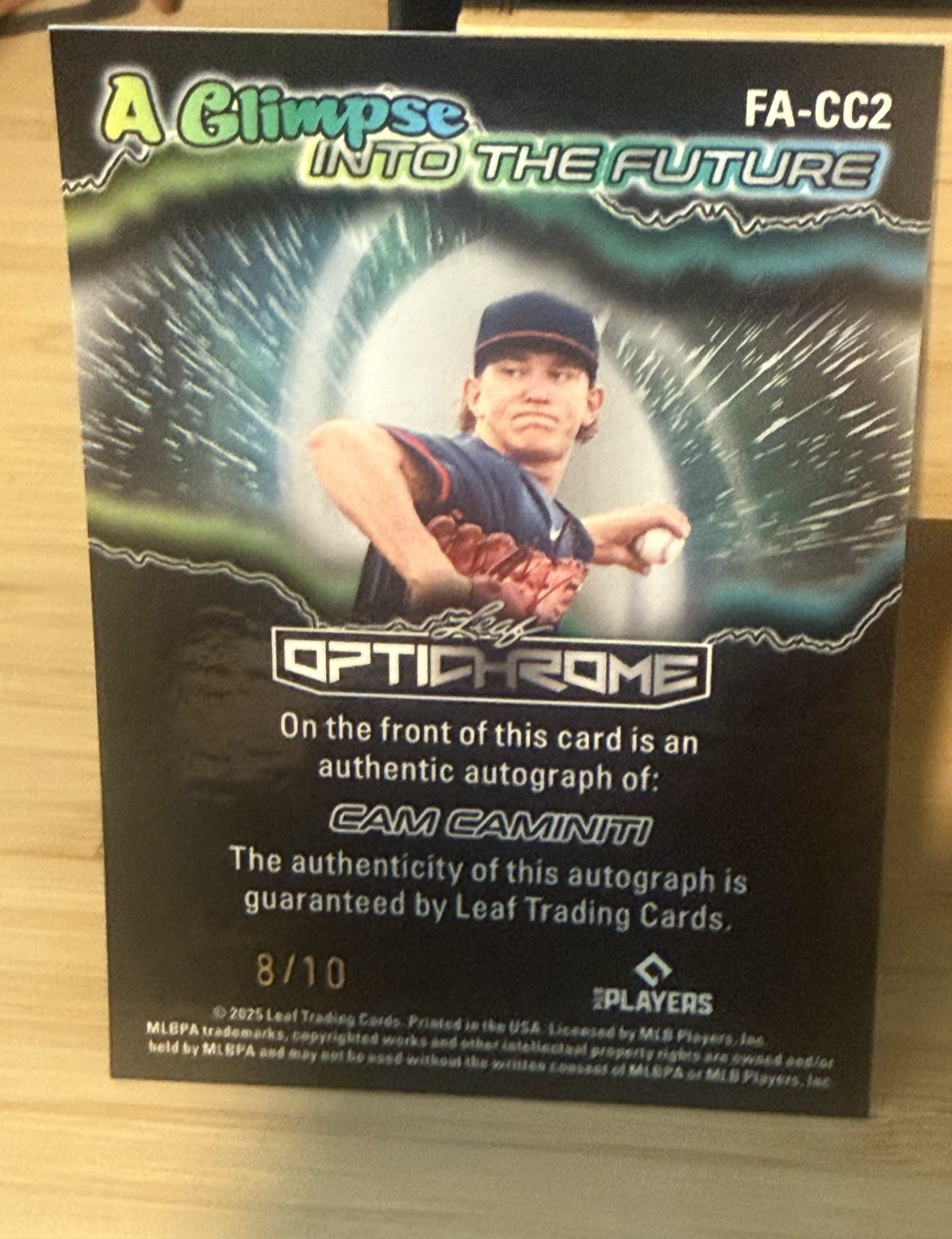 2025 Leaf Cam Caminiti Glimpse into the Future MLB #48 Prospest #FA-CC2 -8/10