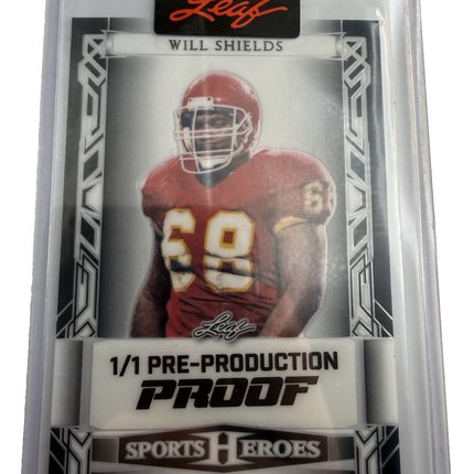 Will Shields 1/1 Pre-Production Proof Sports Heroes Leaf