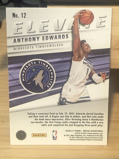 20-21 Panini Mosaic Elevate Anthony Edwards Minnesota Timberwolves #12