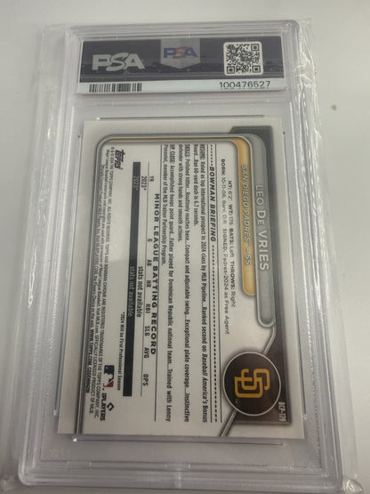 Leo De Vries 2024 Bowman Chrome 1st Mega Box Mojo Refractor #BCP-179 PSA 10
