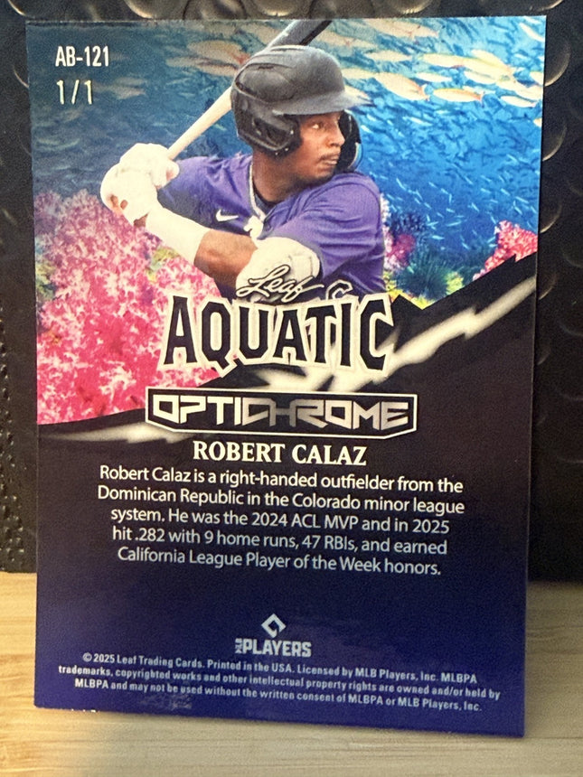 2025 Leaf Robert Calaz Aquatic Optichrome #5 Prosp in Rockies #AB-121 Card 1/1