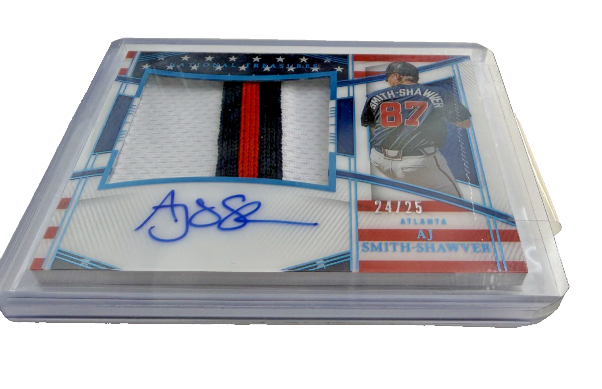 2023 National Treasures AJ SMITH-SHAWVER 24/25 Patch Autograph Atlanta 