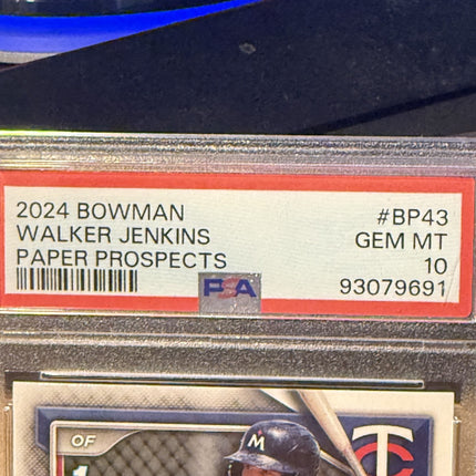 2024 Bowmans 1st Walker Jenkins Minnesota Twins #BP43 Gem MT 10 PSA