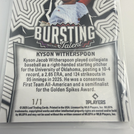 2025 Leaf Vivid Kyson Witherspoon Bursting Talent #TB-85 1 of 1