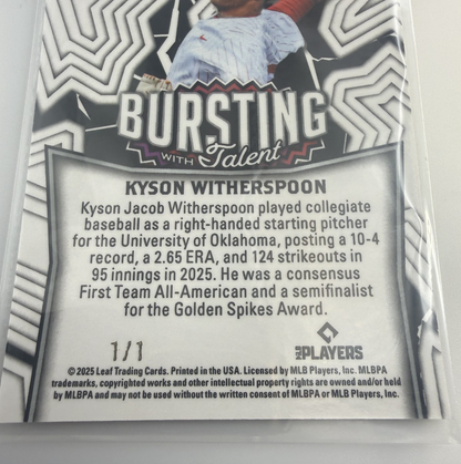 2025 Leaf Vivid Kyson Witherspoon Bursting Talent #TB-85 1 of 1