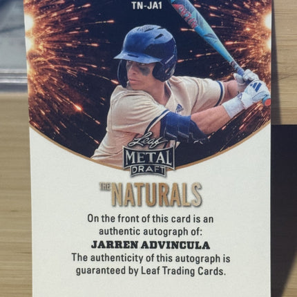 2026 Leaf Metal Jarren Advincula Card Number Tn-JA1 Autographed