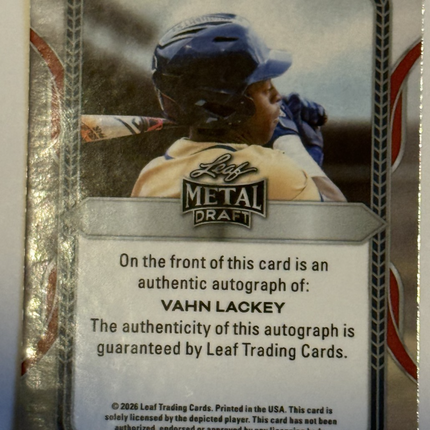 2026 Leaf Vahn Lackey Draft pick #3 Minnesota Twins Auto BA-VL1