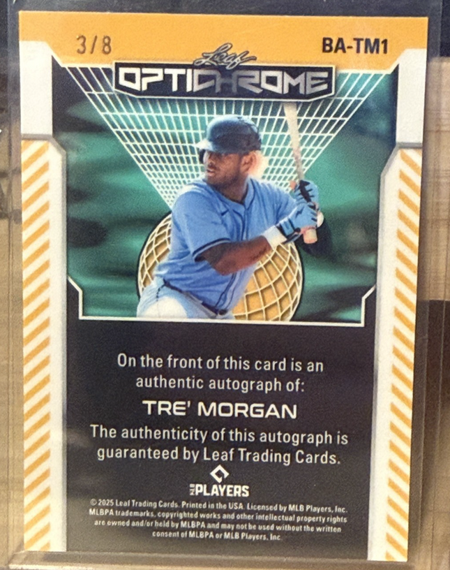 2025 Leaf Optichrome Tre Morgan Tampa Bay Rays #BA-TM1 Auto 3/8