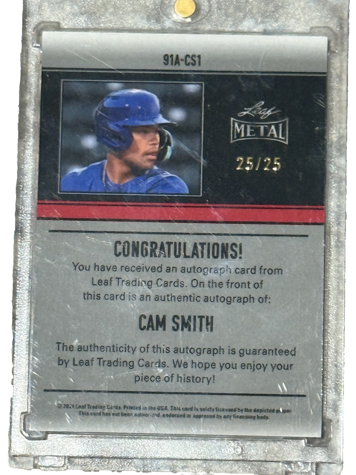 2024 Leaf Metal Auto Prismatic Silver Cam Smith 25/25 RC Houston Astros 91A-CS1