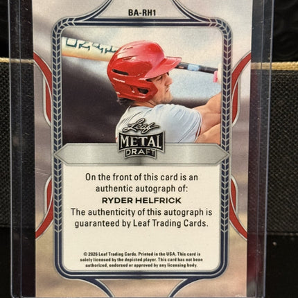 Leaf 2026 Ryder Helfrick Arizona Diamondbacks Card# BA-RH1 Auto