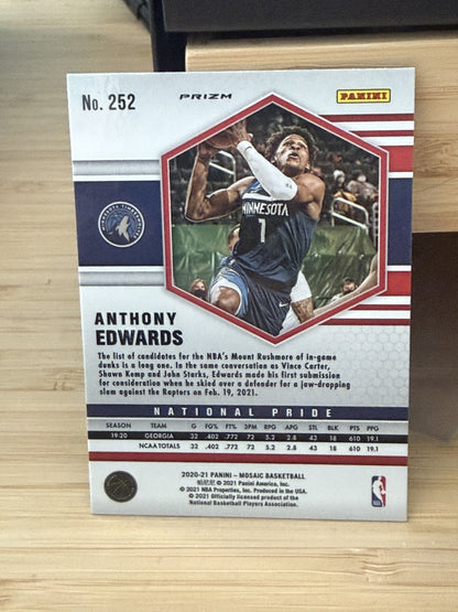 20-21 Panini Mosaic Anthony Edwards Reactice Blue Minnesota Timberwolves #252