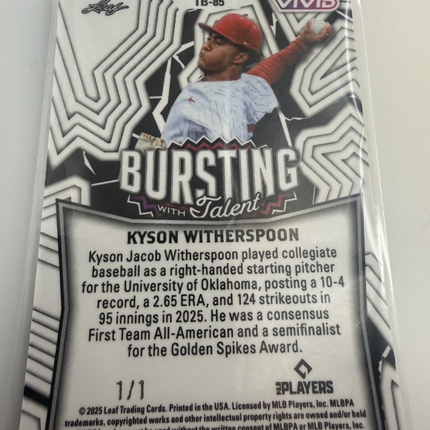2025 Leaf Vivid Kyson Witherspoon Bursting Talent #TB-85 1 of 1