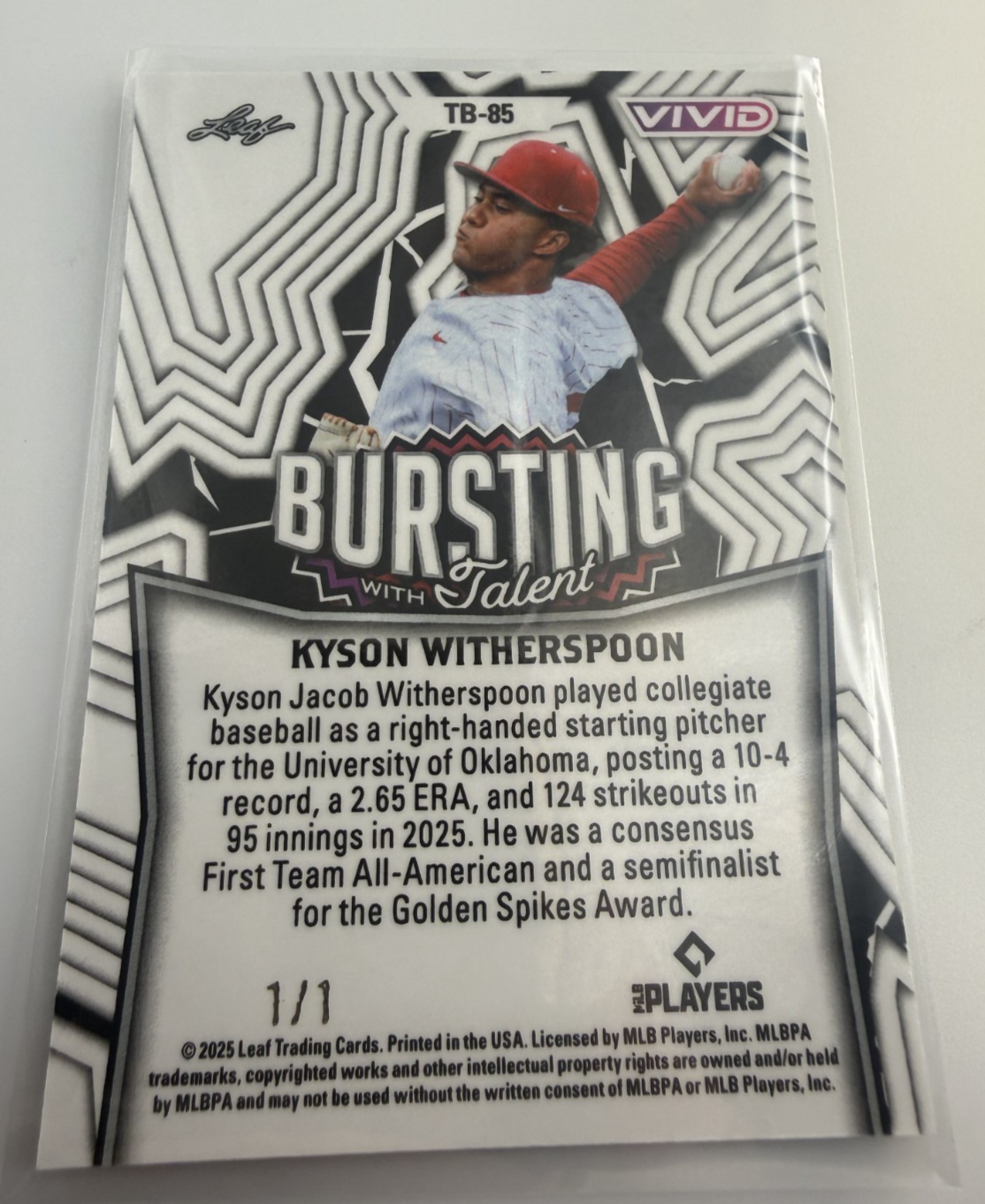 2025 Leaf Vivid Kyson Witherspoon Bursting Talent #TB-85 1 of 1