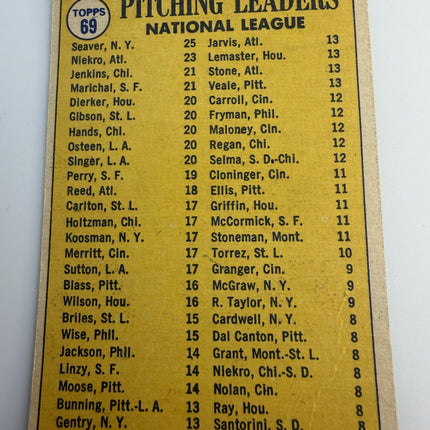 1969 National Pitching Leaders Seaver, Niekro, Jenkins, Marichal Topps #69