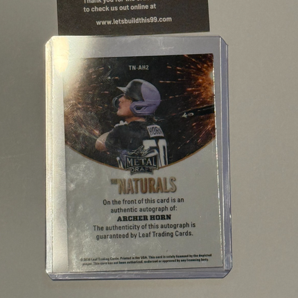 Leaf 2026 Archer Horn MLB Draft Prospect Card #TN-AH2 Auto