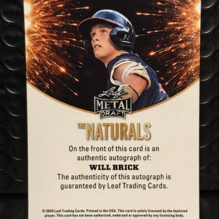 Leaf 2026 Will Brick Toronto blue jays Draft Pick #131 TN-WB1 Auto