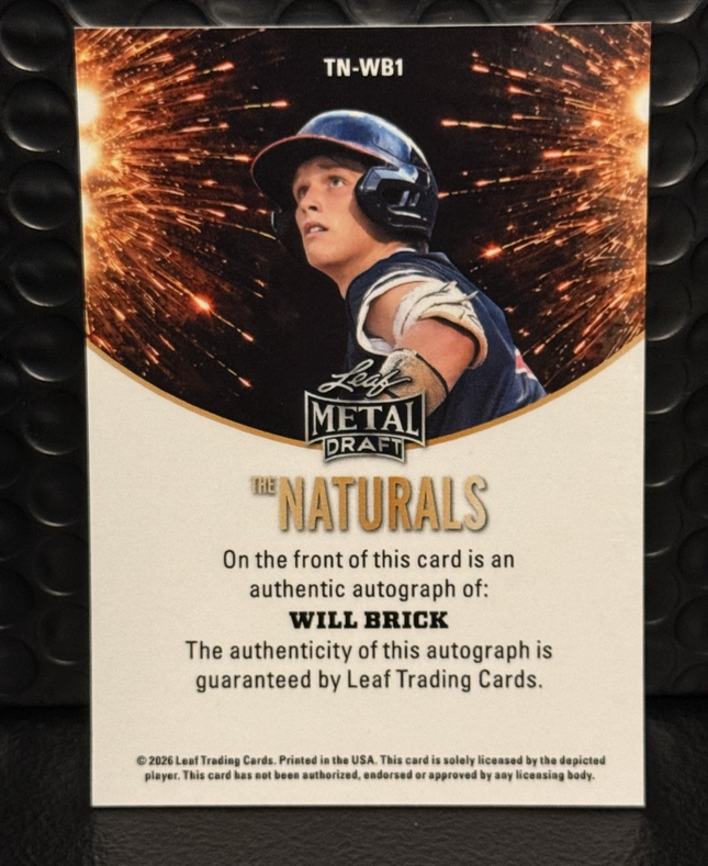 Leaf 2026 Will Brick Toronto blue jays Draft Pick #131 TN-WB1 Auto