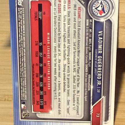2019 Bowman Chrome Vladimir Guerrero Jr Toronto Blue Jays Rookie Card #73