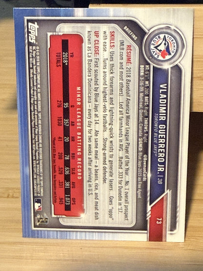 2019 Bowman Chrome Vladimir Guerrero Jr Toronto Blue Jays Rookie Card #73