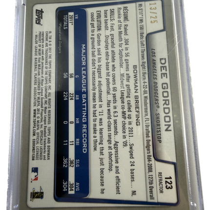 Dee Gordon 2012 Bowman Chrome Orange Refractor 13/25 #123