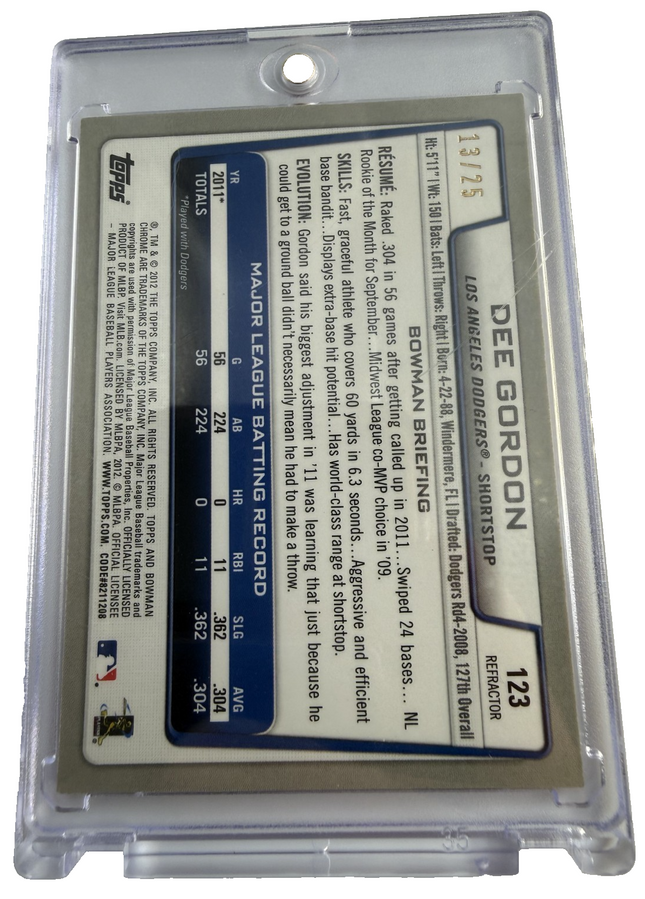 Dee Gordon 2012 Bowman Chrome Orange Refractor 13/25 #123