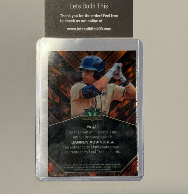 Leaf 2026 Jarren Advincula Draft Pick #45 Los Angeles Angels Card # VA-JA1 Auto