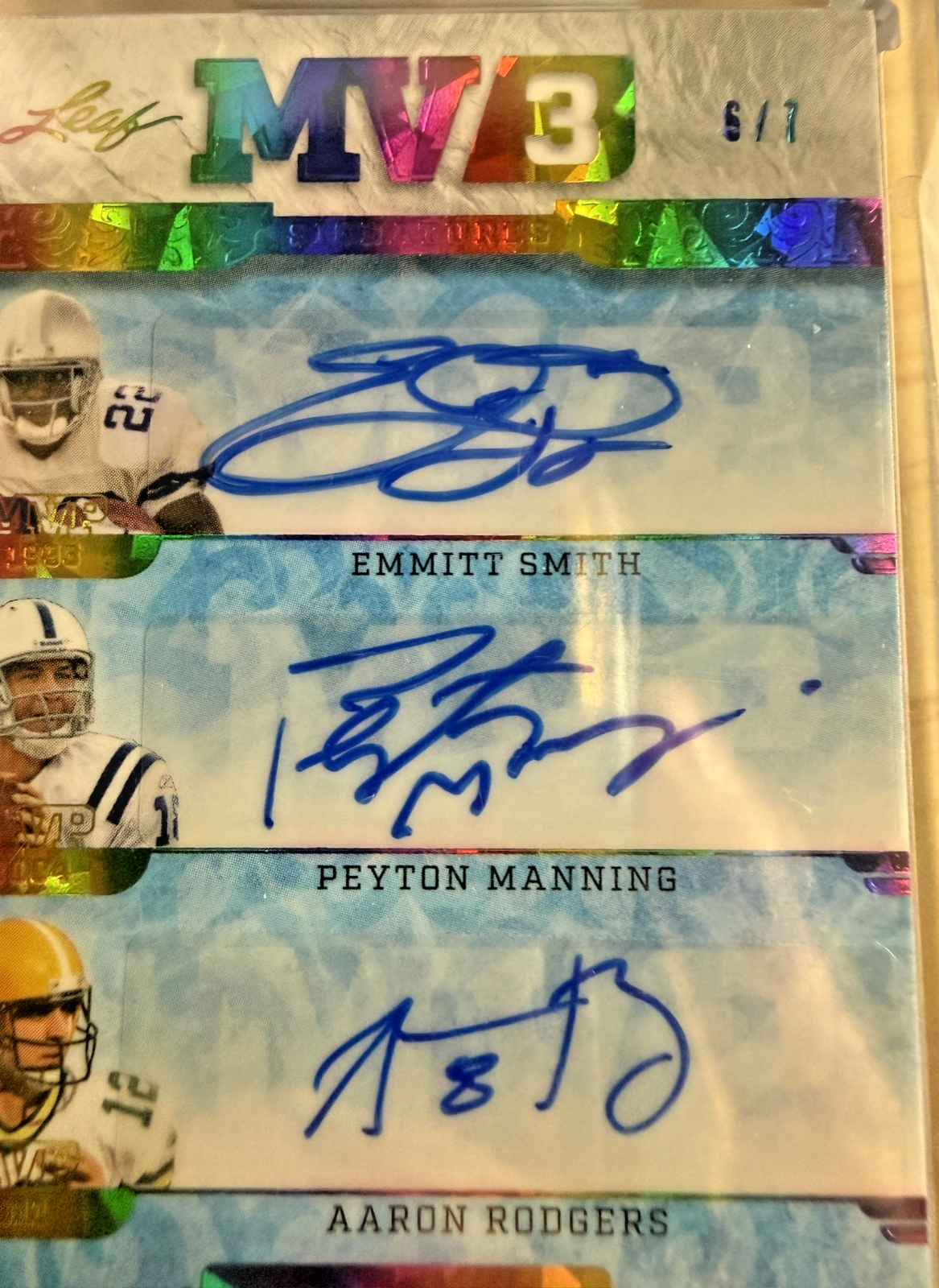 2023 Leaf Football Mv3 Emmitt Smith / Peyton Manning / Aaron Rodgers 6/7