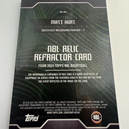 Matt Hurt 2024-25 Topps Chrome NBL - #NR-MH Game Uniform Piece
