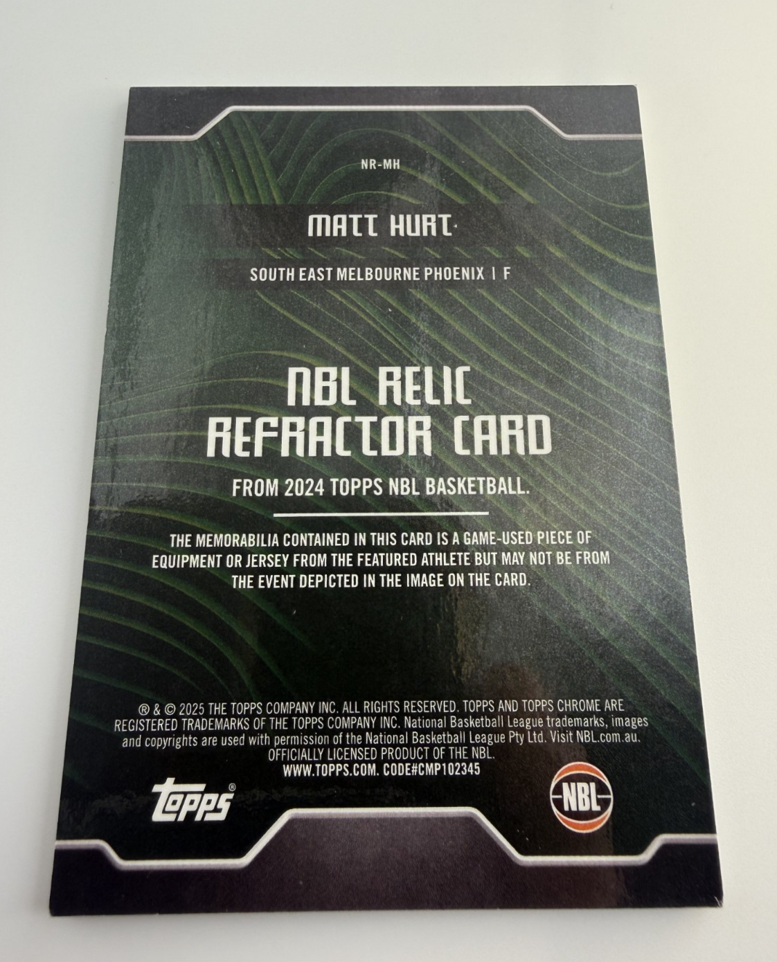 Matt Hurt 2024-25 Topps Chrome NBL - #NR-MH Game Uniform Piece