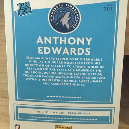 20-21 Panini Anthony Edwards Rated Rookie Minnesota Timberwolves #201
