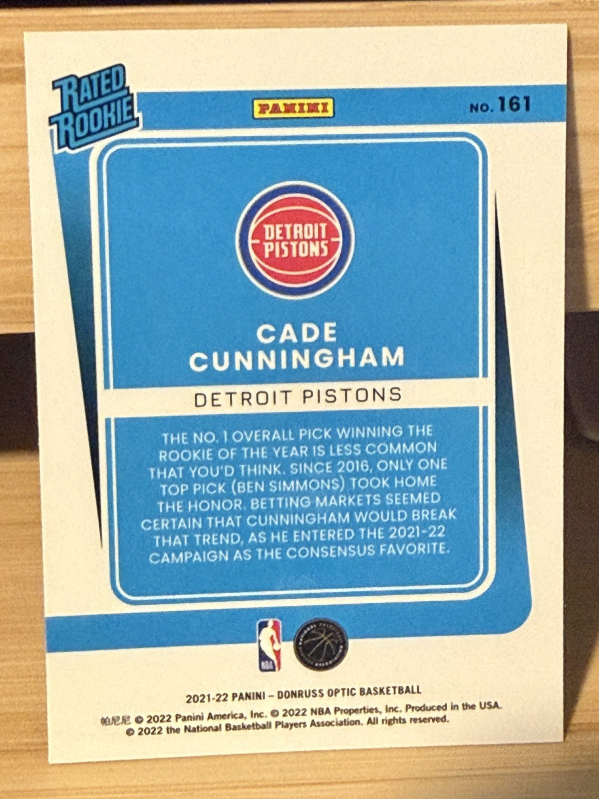 21-22 Donruss Cade Cunningham Rated Rookie Detriot Pistons #161