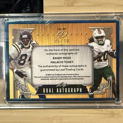 2026 Leaf Deca Dence Dual Autograph Randy Moss/Malachi Toney Auto's 05/10 #DA-30