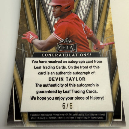 2024 Leaf Metal Devin Taylor Autograph #BA-DT1 Green Lava 6/6