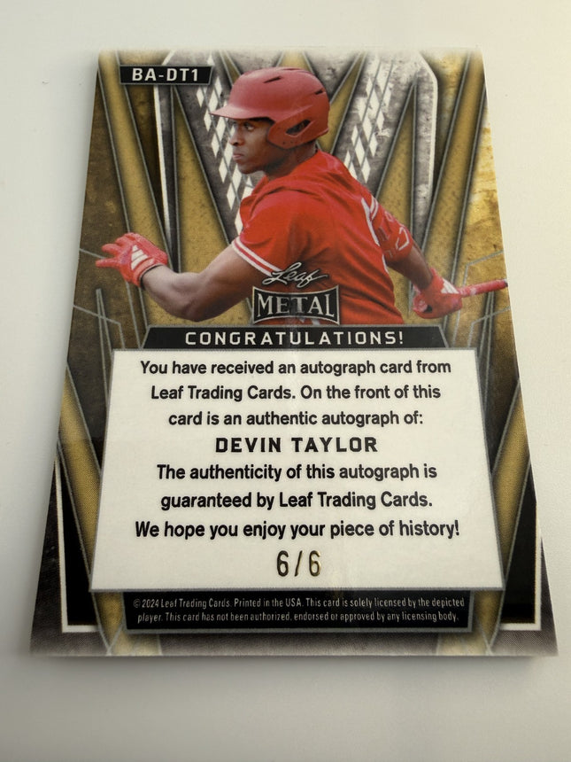 2024 Leaf Metal Devin Taylor Autograph #BA-DT1 Green Lava 6/6