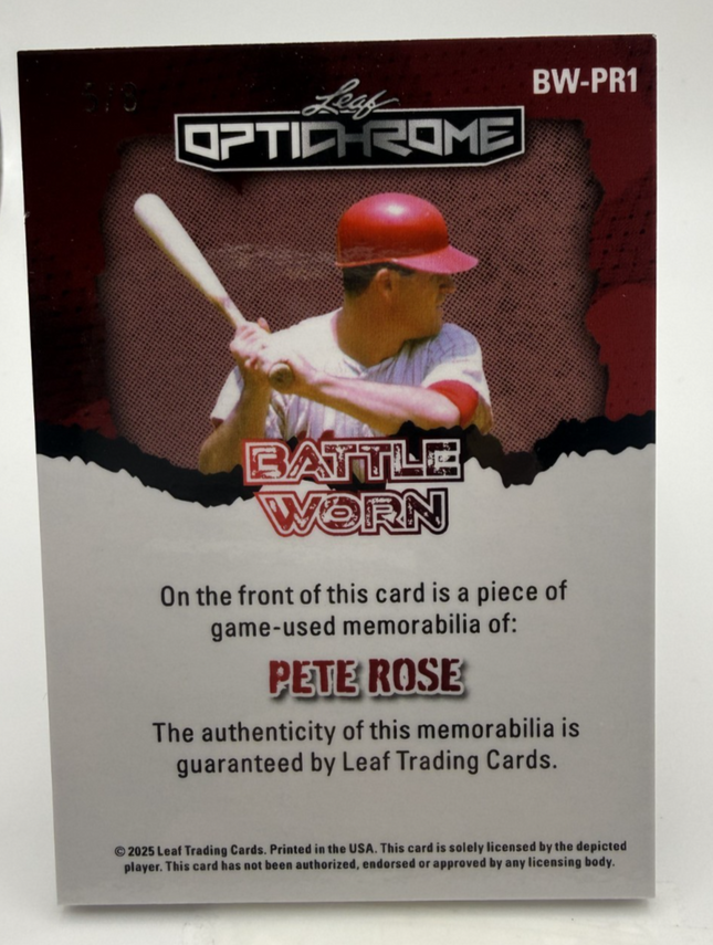 2025 Battle Worn Pete Rose Optichrome Cincinnati Reds # BW-PR1 Jersey 5/8
