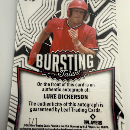 2025 Leaf Bursting with Talent Luke Dickerson #TA-LD1 Auto 1/1