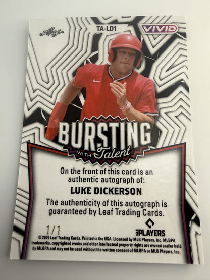 2025 Leaf Bursting with Talent Luke Dickerson #TA-LD1 Auto 1/1