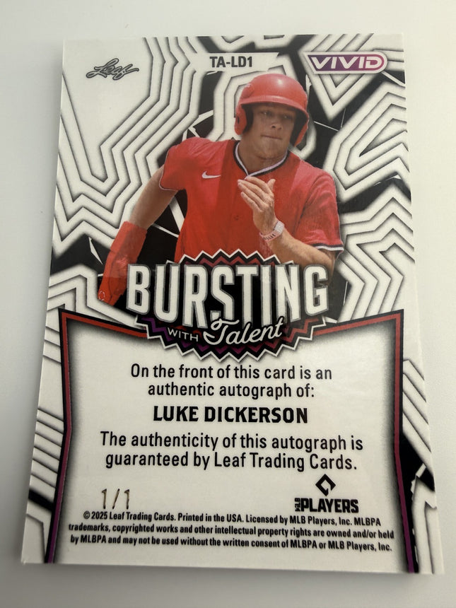 2025 Leaf Bursting with Talent Luke Dickerson #TA-LD1 Auto 1/1