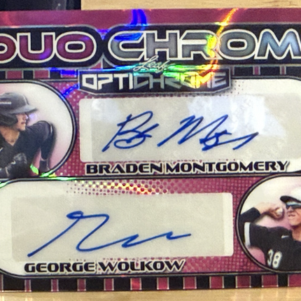 2025 Leaf Braden Montgomery/ George Wolkow Card #D-4 White Soxs  Auto 6/8