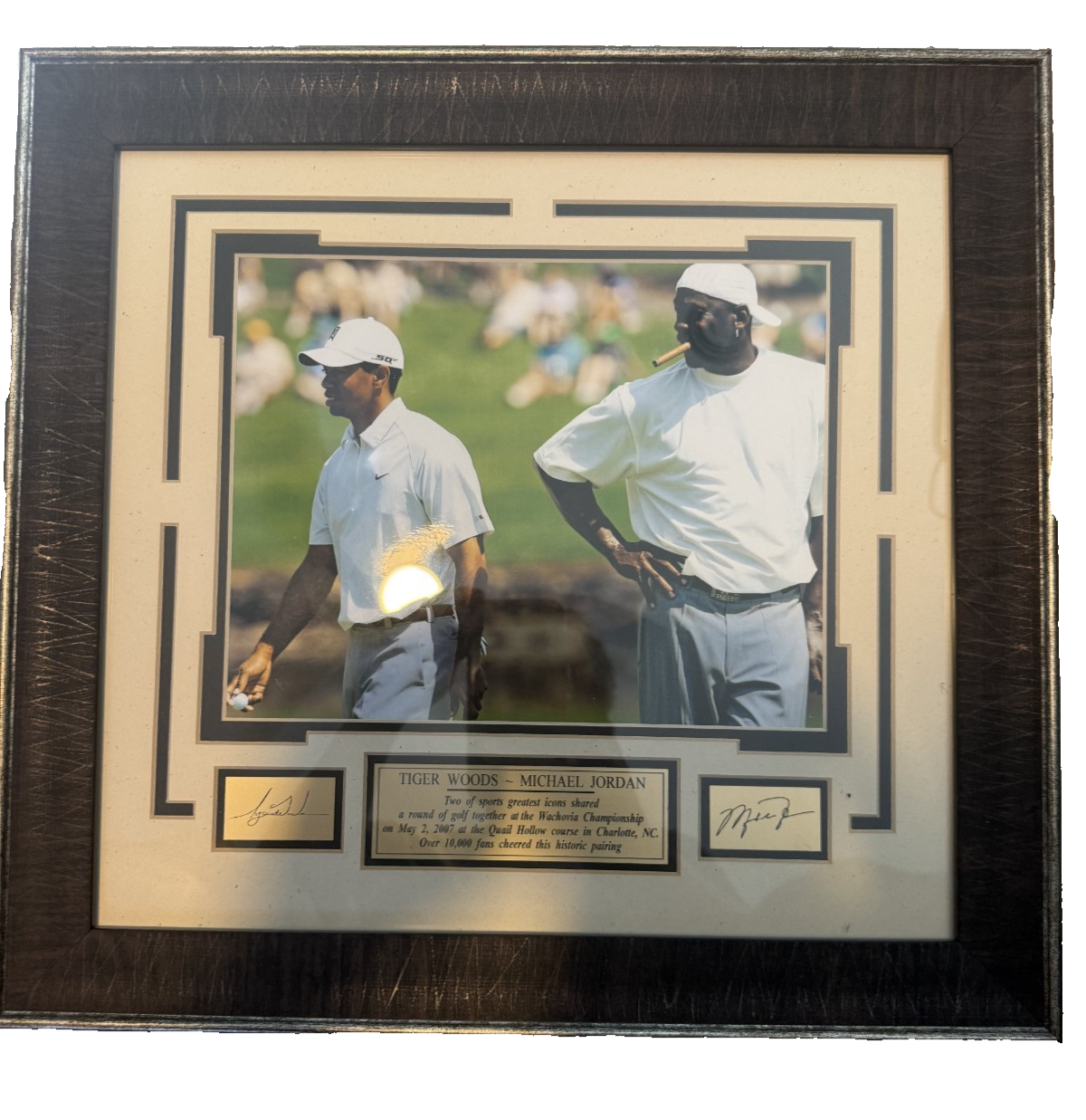 Quail Hollow 2007 Tiger Woods and Michael Jordan Photo Engraved Signature