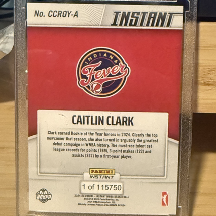 24-25 Panini Instant Caitlin Clark Indiana Fever Rookie of the Year #CCROY-A
