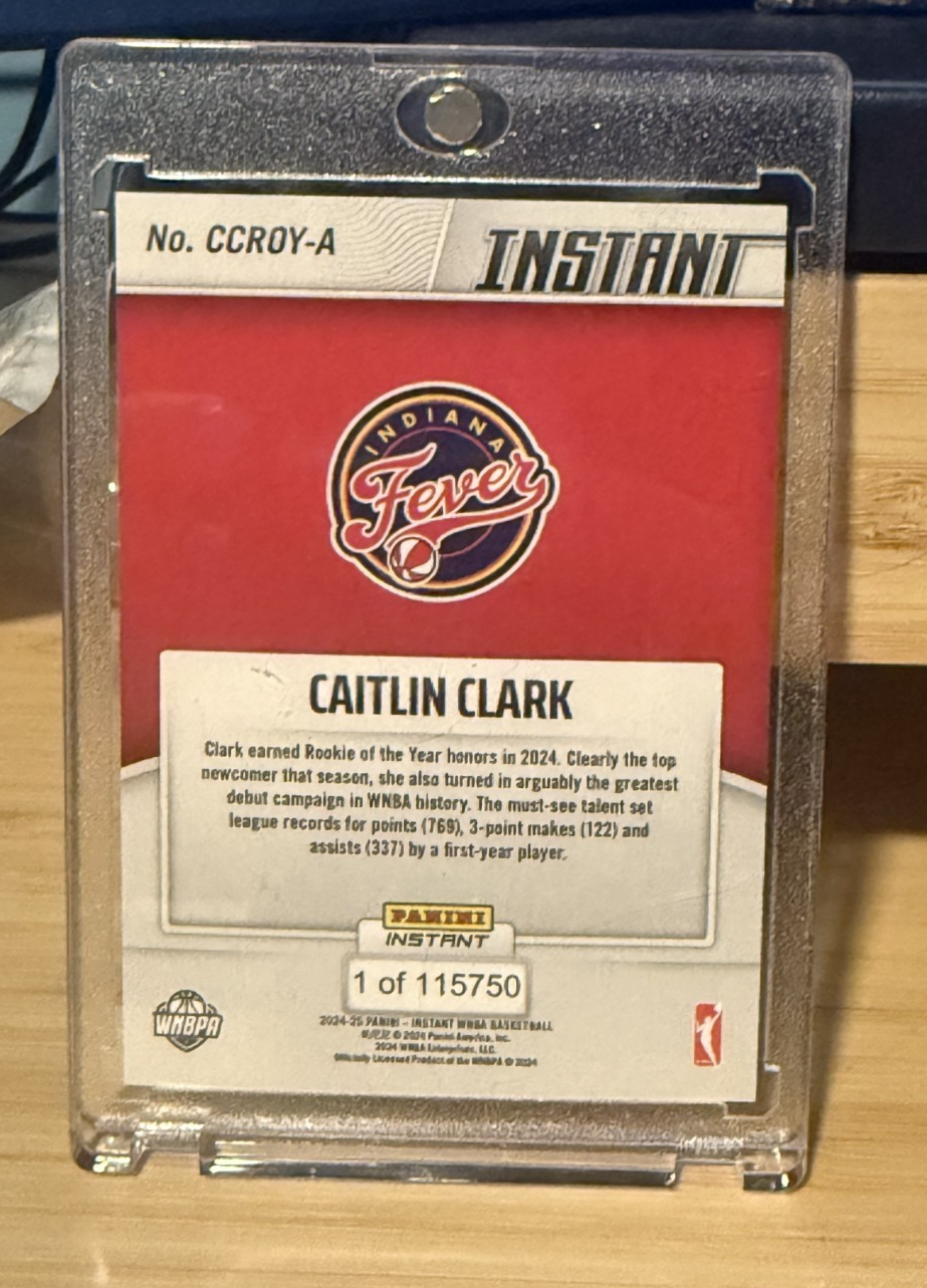 24-25 Panini Instant Caitlin Clark Indiana Fever Rookie of the Year #CCROY-A