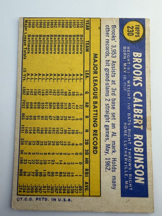 Brooks Robinson 1970 Topps #230 Baltimore Orioles
