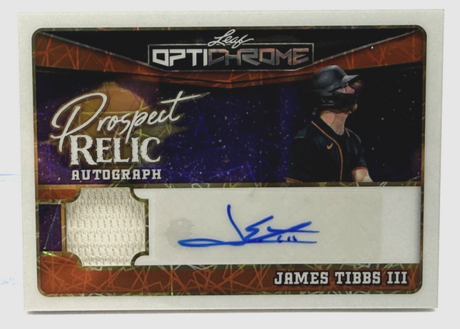 2025 Leaf James Tibbs III Auto/Jersey Prospect Relic Optichrome #PR-JT1 / 3/4