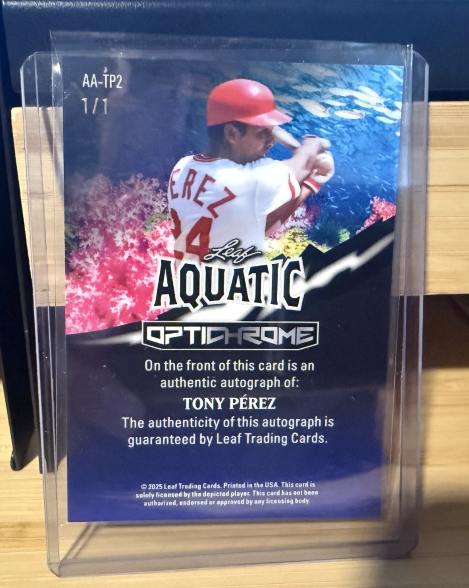 2025 Leaf Tony Perez Aquatic Cincinatti Reds #AA-TP2 Auto 1/1