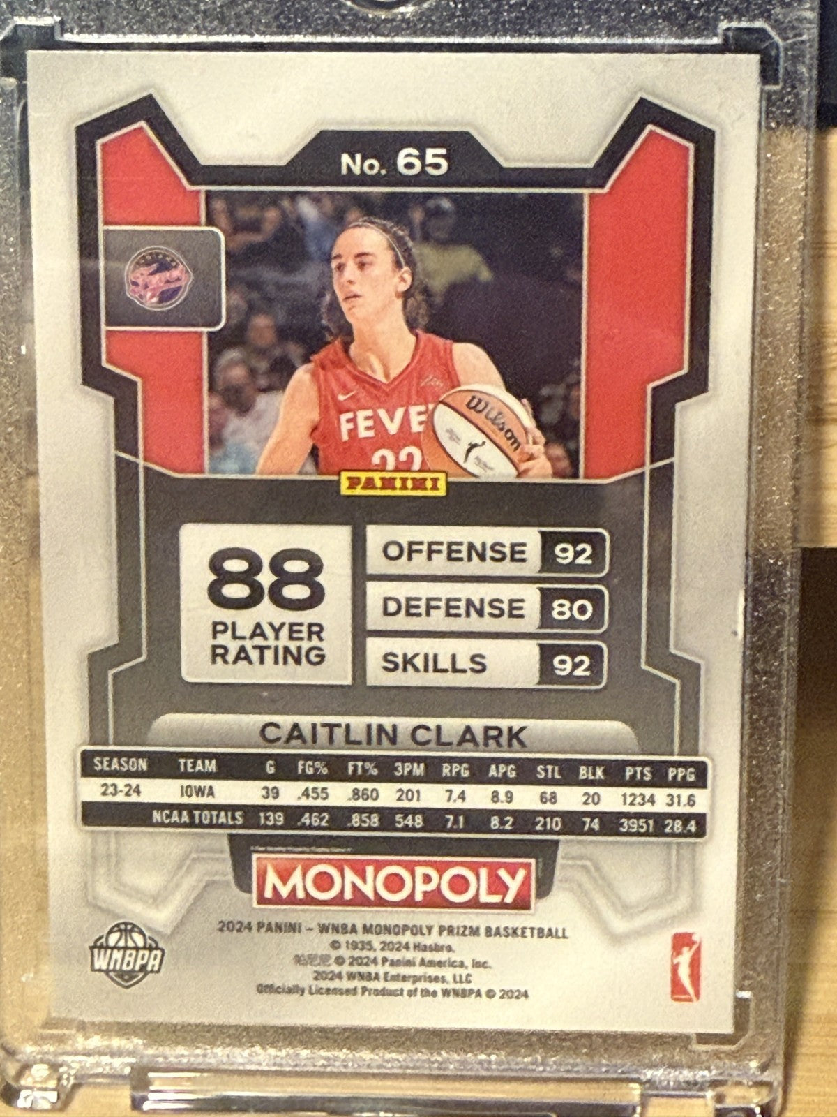 2024 Panini Prizm Caitlin Clark Indiana Fever Monopoly Rookie Card #65
